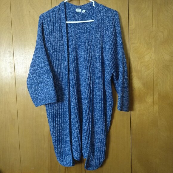 GAP Sweaters - GAP Women's XS Blue Knit Open Front Cardigan Sweater 3/4 Sleeve Curved Hem
